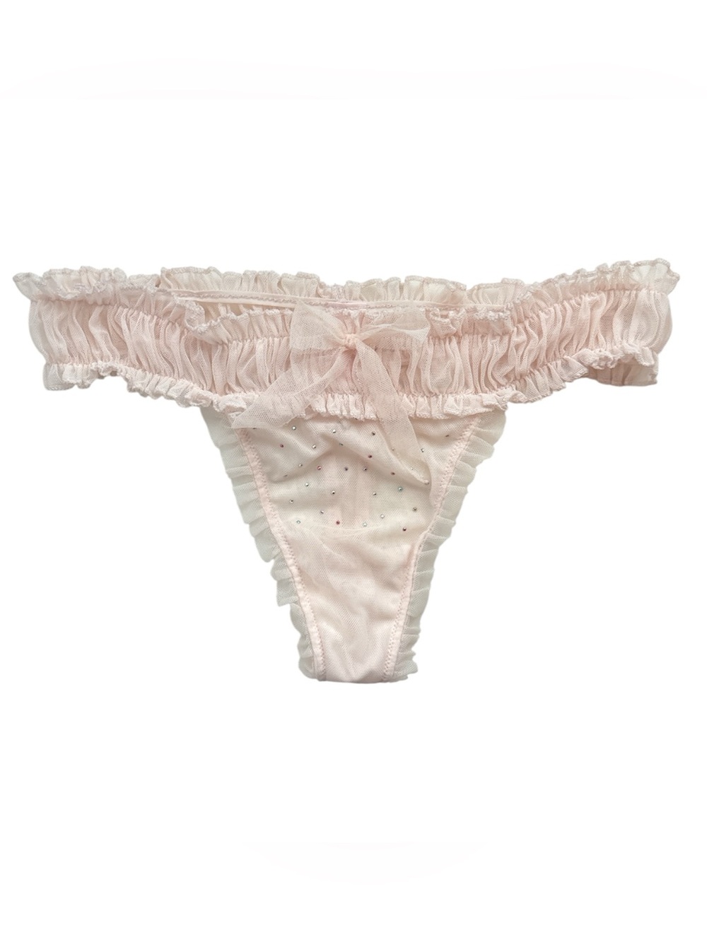NEW Victoria’s Secret delicate baby pink rhinestone thong panty